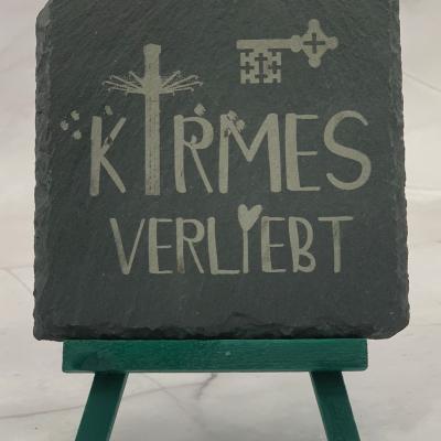 Schieferuntersetzer Kirmes Verliebt