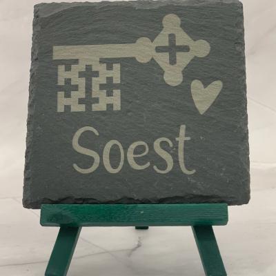 Schieferuntersetzer Soest Herz Schlussel